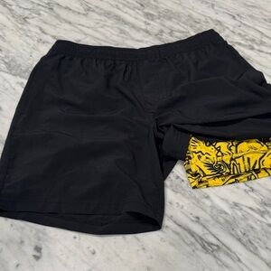 Chubbies Black Shorts with Yellow Pattern